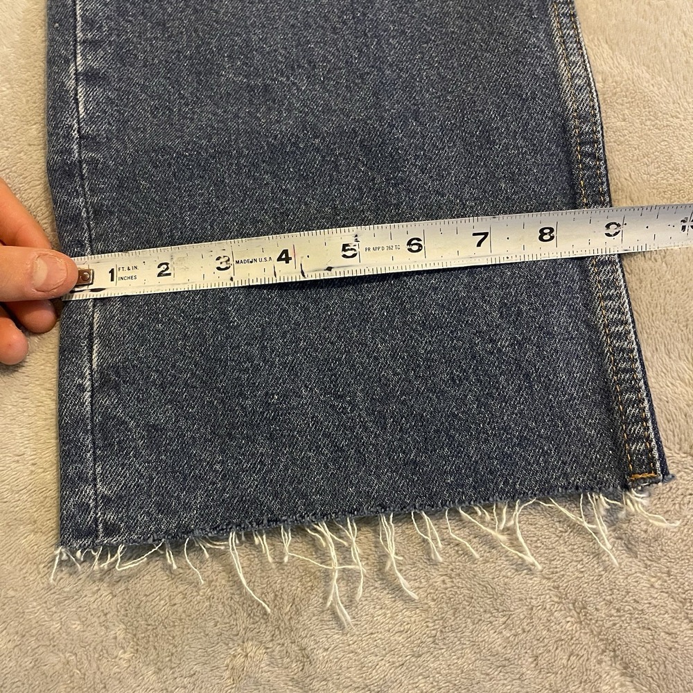 MNG Mango Havana Jeans Women 46 Blue Straight High Waist Cropped‎ Button Fly - Picture 14 of 16
